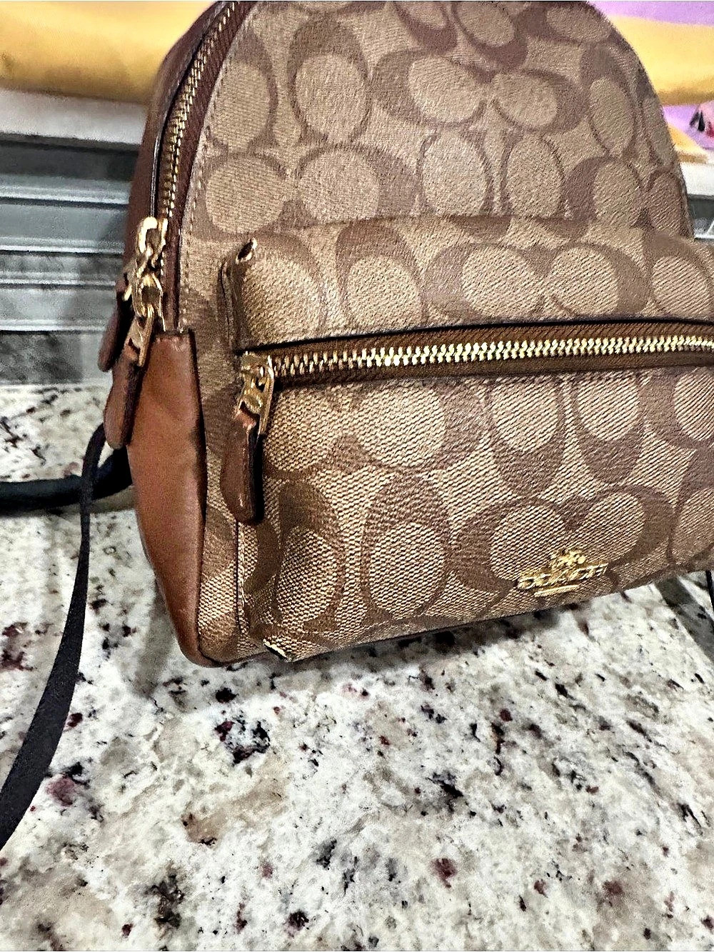 Coach Mini Charlie Backpack in Signature Canvas Brown & Tan - Picture 6 of 11